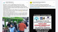 Kuvakaappaus jossa päivitykset sekä Joutsan Kokoomus ry:n sekä Joutsan Seudun Perussuomalaiset ry:n facebookista.