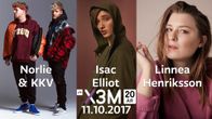 Affisch med Norlie & KKV, Isac Elliot och Linnea Henriksson inför X3M 20 år