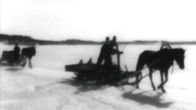 Saimaan saarelaiset ajavat hevosreellä keväisellä jäällä.