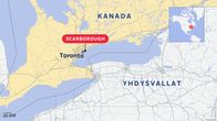 Kartalla näkyy Toronton kaupunki Kanadassa.