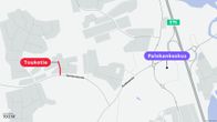 Kartta näyttää toukotien sijainnin Jyväskylän Palokassa.