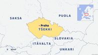 Kartta näyttää missä Tšekki ja Praha sijaitsevat.