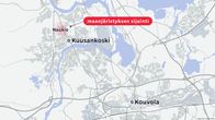 Karttagrafiikka Kouvolan Naukion maanjäristyksen sijainnista.