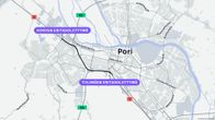 Karttakuva tiehankkeen alueesta.