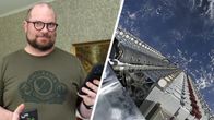 Kahden kuvan kuvakombo, jossa on kuvat Joel Puhakaisesta ja Starlink-satelliitista.