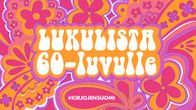 1960-luvun kukkakuosin ympäröimä teksti Lukulista 60-luvulle