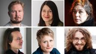 Runoilijat Eino Santanen, Riina Katajavuori, Kaisa Ijäs, Lassi Hyvärinen, Suvi Valli ja Susinukke Kosola