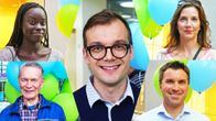 Digitaidoistaan kertovien suomalaisten kasvokuvia kollaasina.