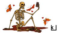 Luuranko ottaa selfien