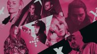 Kollaasikuva, jossa on Vesala, Billie EIlish, Gettomasa, Stereo, Ellinoora, Post Malone ja Pyhimys. Kuva on YleX:n väreissä, pinkkiä, mustaa ja valkoista.