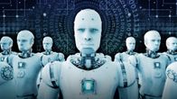 Robottien armeija katsoo kohti kameraa.