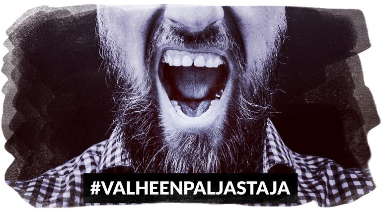 Kasvokuva vihaisesta miehestä.
