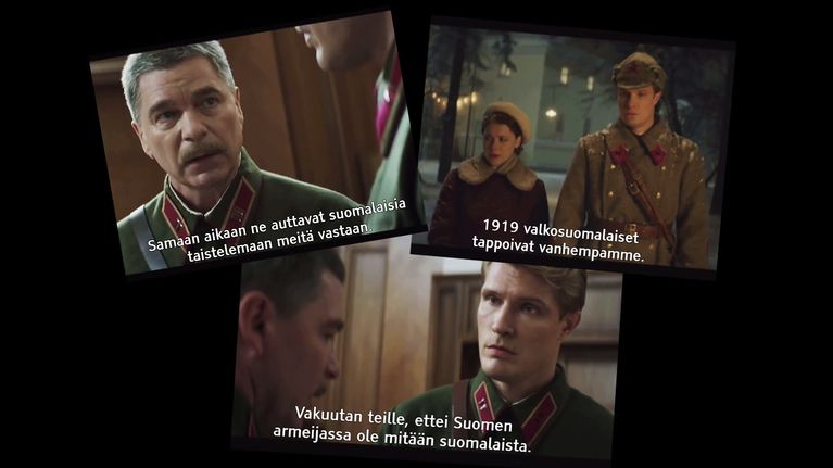 Kuvakaappauksia venäläisestä propagandaelokuvasta.