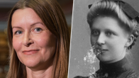 Två kvinnor ses sida vid sida; till vänster en nutida färgbild, till höger ett äldre svartvitt porträttfoto.
