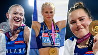 Photo collage with Wilma Heltelä, Alisa Vainio and Silja Kosonen with their medals.