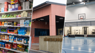 Hämeenlinnan vankilan kauppa, julkisivu ja liikuntasali.