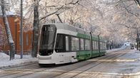 Havainnekuva HSL:n tilaamasta uudesta Sveitsiläisestä raitiovaunusta.