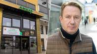Oma Säästöpankin konttori Seinäjoen keskustassa vasemmalla, oikealla kiinteistösijoittaja Raimo Sarajärvi. 