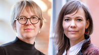 Katrina Åkerholm och Ylva Perera tittar in i kameran, fotot är ett collage.