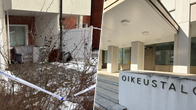 Kuvakollaasissa kerrostalopiha (vasemmalla) ja Etelä-Pohjanmaan käräjäoikeuden talo Seinäjoella. 