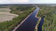 Ilmakuva Saimaan kanavasta Kansolan kohdalta.