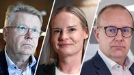 Kolmen kuvan yhdistelmä, jossa näkyy Elinkeinoelämän keskusliitto EK:n toimitusjohtaja Jyri Häkämies, valtiovarainministeri Riikka Purra sekä Suomen ammattiliittojen keskusjärjestö SAK:n toimitusjohtaja Jarkko Eloranta.