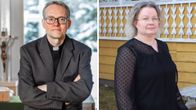 Kuvakollaasi missä on kaksi ihmistä vierekkäin.. Vasemmalla puolella mies, jolla on papin kaulukset. Vasemmalla on nainen.