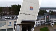 Kuvakollaasi kolmen naapurikunnan kunnantaloista ja kaupungintalosta.