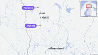 Karttagrafiikka, jossa näkyy Kittilä ja Levi, sekä Tepaston ja Alakylän sijainti.