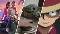 Kuvakollaasi Grand Theft Auto VI-pelistä, The Mandalorian and Grogu -elokuvasta ja Strong World- anime-elokuvasta.
