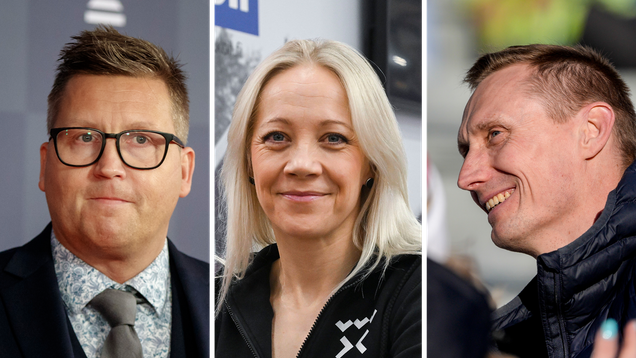 Kuvayhdistelmässä Jani Sievinen, Kaisa Mäkäräinen ja Hannu Manninen.
