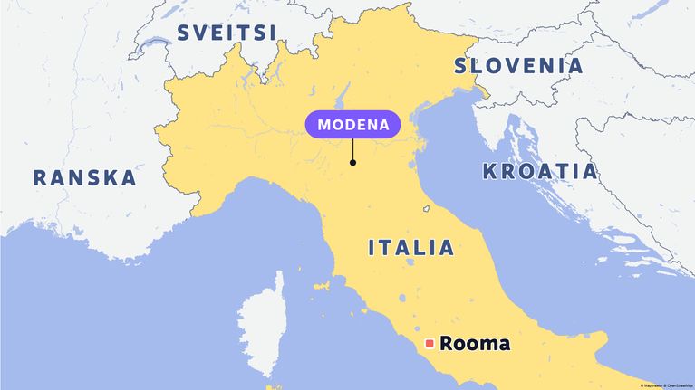 Kartta osoittaa Modenan sijainnin Italiassa.