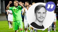 Fotbollslandslaget tackar publiken (kolumnstämpel).