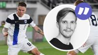 Robert Taylor i en landskamp mot Bulgarien.