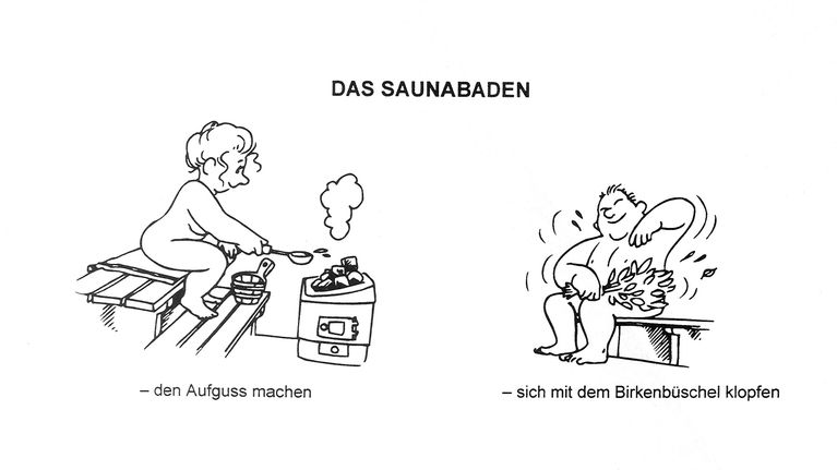 Saunomisohjeet saksaksi, piirroskuva