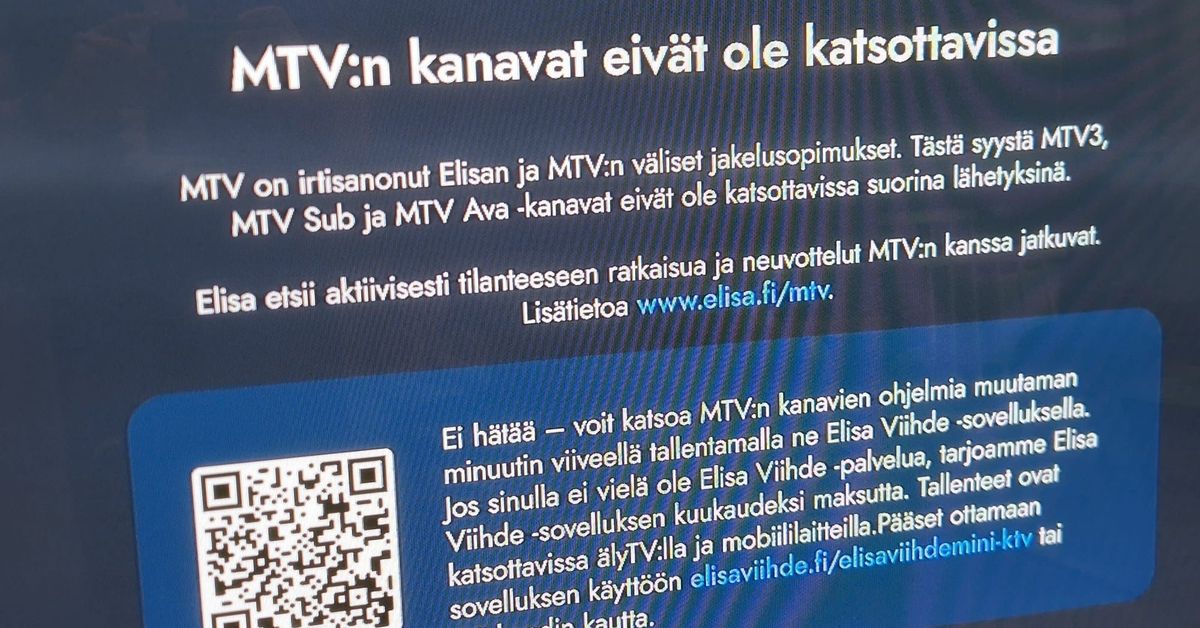 Sadat tuhannet tv-katsojat näkevät MTV:n kanavilla nyt vain tylyn viestin – Elisa tarjoaa kuitenkin kiertotien