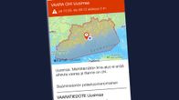 Screenshot of the 112 Suomi app, showing a drone warning issued last Friday.