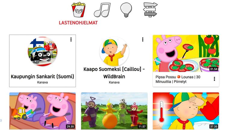 Kuvakaappaus Youtube Kidsistä