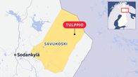 Kartta Savukosken kunnasta. Erityiselle huomiolle on nostettu Tulppio.