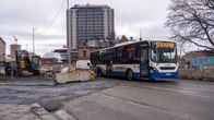 Ratikkatyömaata Tampereella.