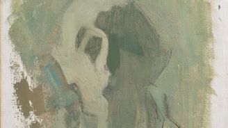 Helene Schjerfbeckin Omakuva, valoa ja varjoa vuodelta 1945. Öljyväriteoksessa hyvin moderni omakuva.