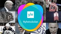 Ett kollage med bilder på bland annat Donald Trump. Ovanpå bildkollaget en stor Nyhetsskolan logo.