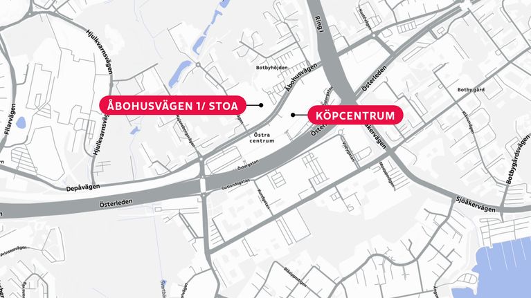 Karta över Östra centrum i Helsingfors.
