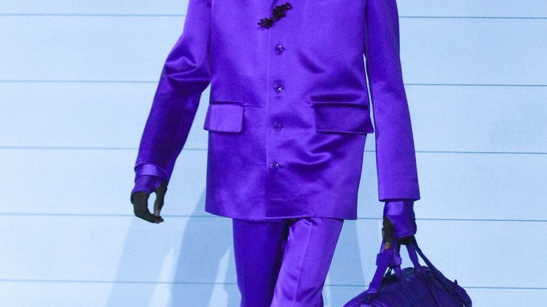  A model presents a creation from the Menswear latest collection by the late US designer Virgil Abloh for Louis Vuitton during the Paris Fa​shion Week, in Paris, France, 20 January 2022. 