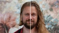 En fotomanipulation på en man där ena sidan av bilden föreställer honom med kortklippt hår medan den andra föreställer honom med oklippt hår.