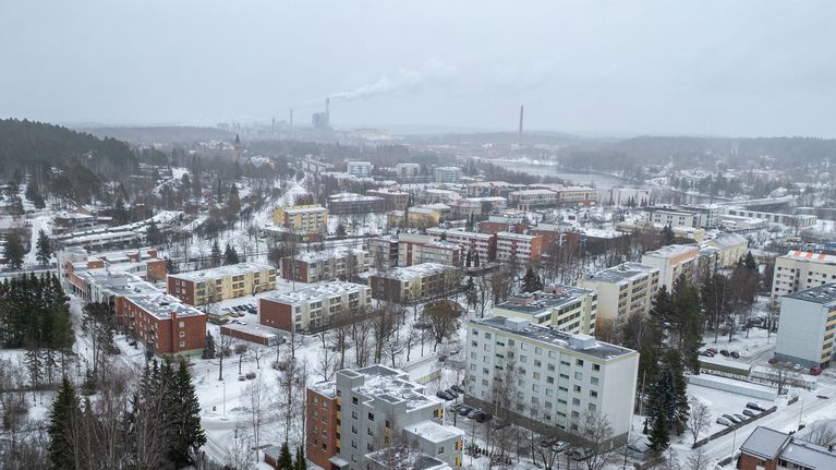 Näkymä Kettumäeltä kohti Kuusankosken keskustaa.