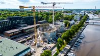 flygbild från bygget av åbo musikhus Fuga.