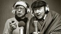 Jarno Hiilloskorpi ja Kauko Helovirta Elmo - urheilija radiodraaman nauhoituksissa.