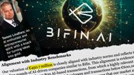 Kollaasikuva Bifin.ai:n markkinointimateriaaleista. Kollaasissa näkyvät mm. logo ja Tommi Lindforsin kasvokuva.