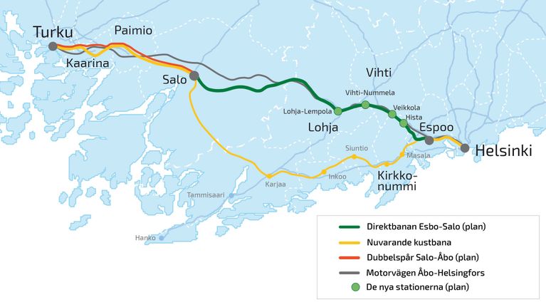 Traficom godkänner planen för direktbanan Salo-Esbo | Åboland | Svenska Yle